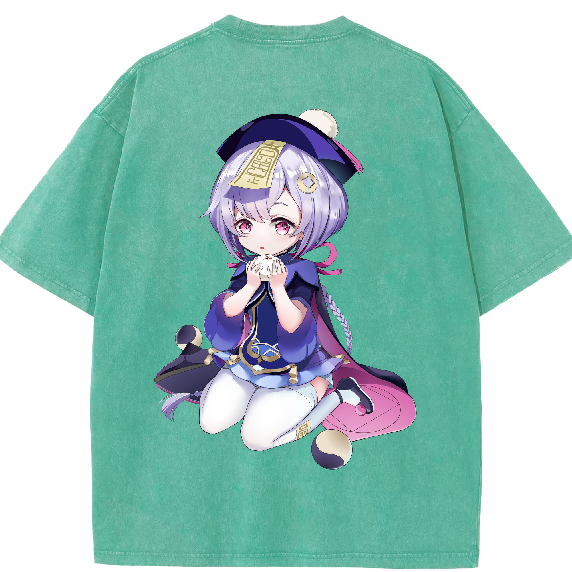 げんし神 七七 なな  genshin Nana 綿100% ヴィンテージ風 半袖Tシャツ（背面プリント）